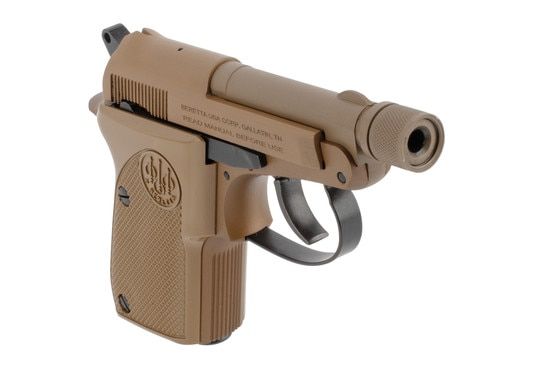Beretta 21A Bobcat Covert 22LR Pistol in FDE has a threaded barrel